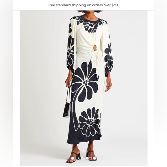 Farm Rio Palermo black cut out long sleeve maxi dress NWT XS - Picture 2 of 12